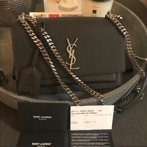 Saint Laurent Medium Sunset Bag in Asphalt Gray
